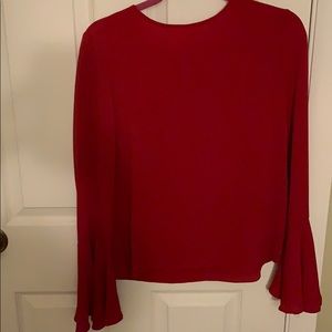 Red wide sleeve blouse